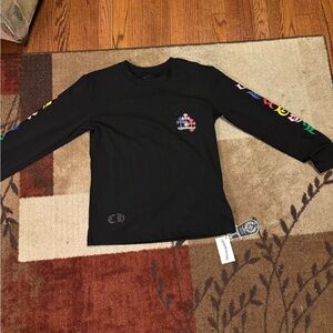 Chrome Hearts Black Long Sleeve Kids Tee with Colorful Graphics